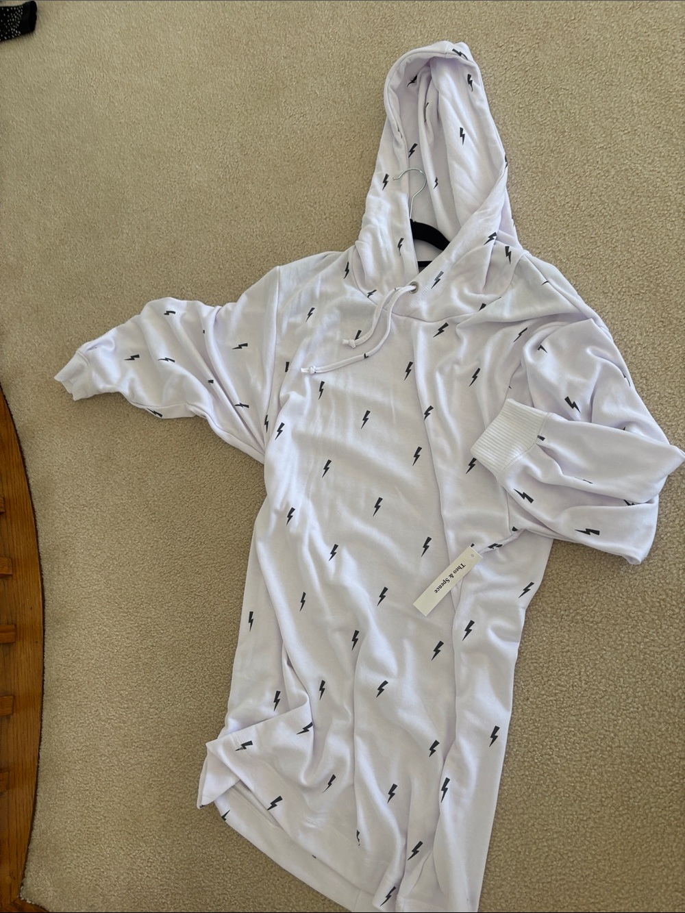 White Lightning Bolt Hooded Dress